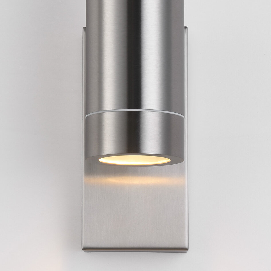 Design RVS buitenwandlamp met schemersensor 2-lichts - Saul