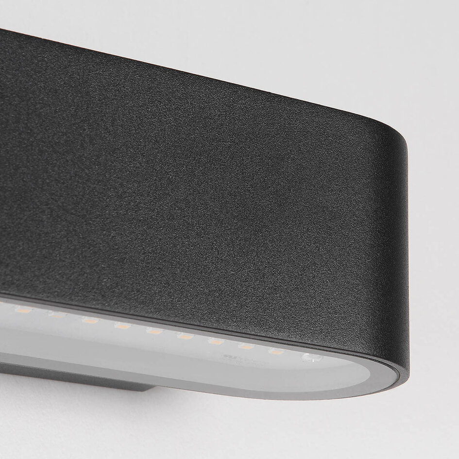 Applique murale extérieure moderne Tino - noire avec LED intégrée