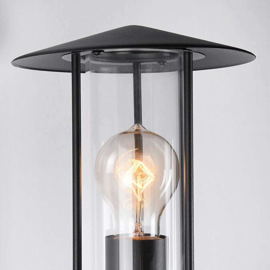 Landelijke buiten muurlamp Lore met sensor - zwart