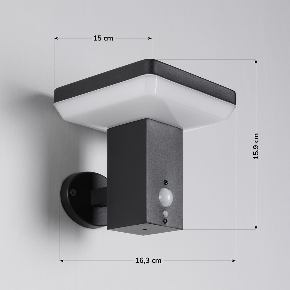 Moderne solar buitenwandlamp zwart met sensor - Aila