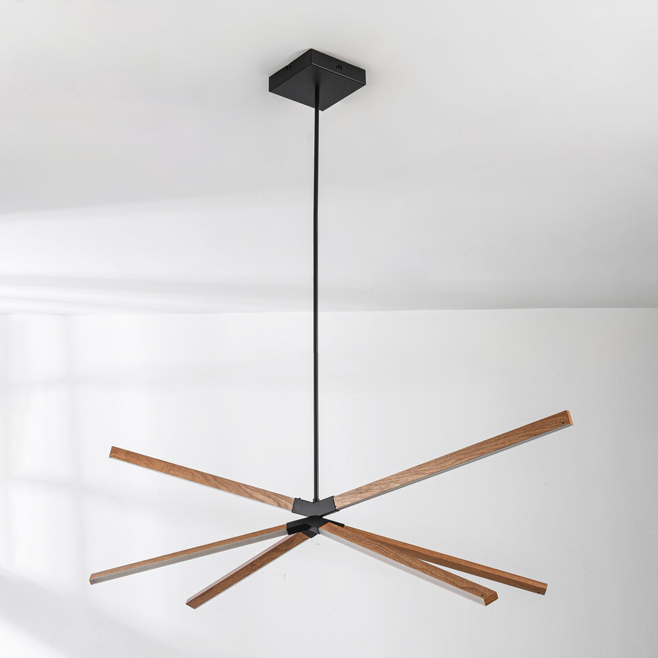 Design hanglamp Stellar met geïntegreerde 3-staps dimbare LEDs  - houtoptiek