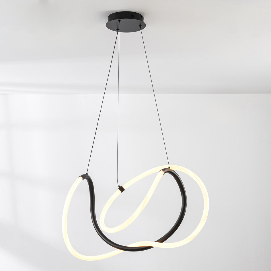 Lampe suspendue design Lunara avec LED intégrées à 3 niveaux de gradation - noir
