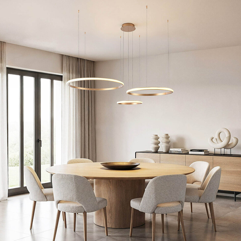 Design hanglamp Seluna met drie 3-staps dimbare ringen