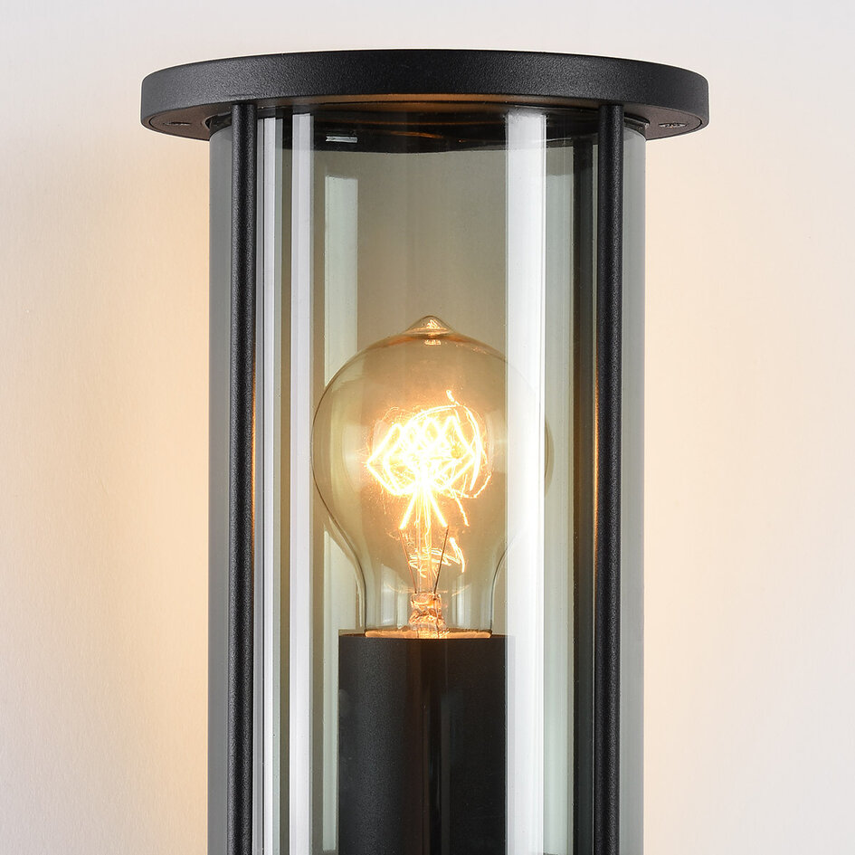 Applique d'extérieur avec verre fumé, Peije - noir