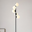 Vloerlamp Tyson met zwart frame en melkglas 5-lichts