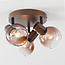 Plafondlamp Terra in bruin met drie glazen bollen