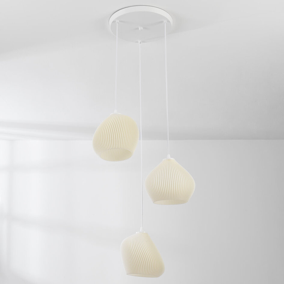 3-lichts hanglamp Dayin 3D geprint - golvend design
