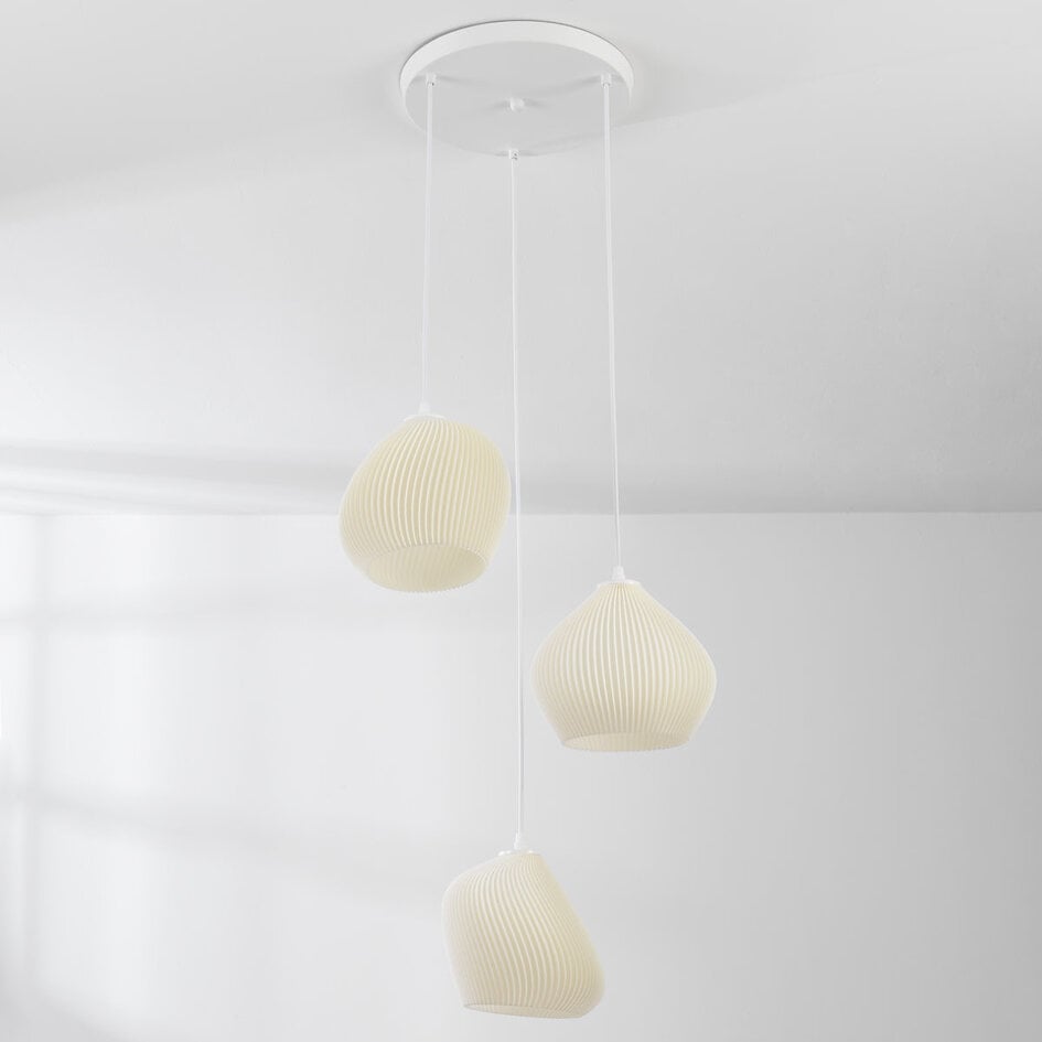 Suspension Dayin 3 lumières imprimée en 3D - design ondulé