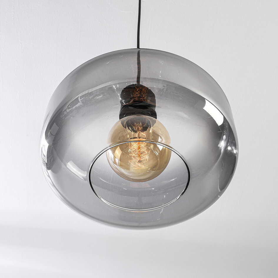 Hanglamp Shade - zwart en smoke glas