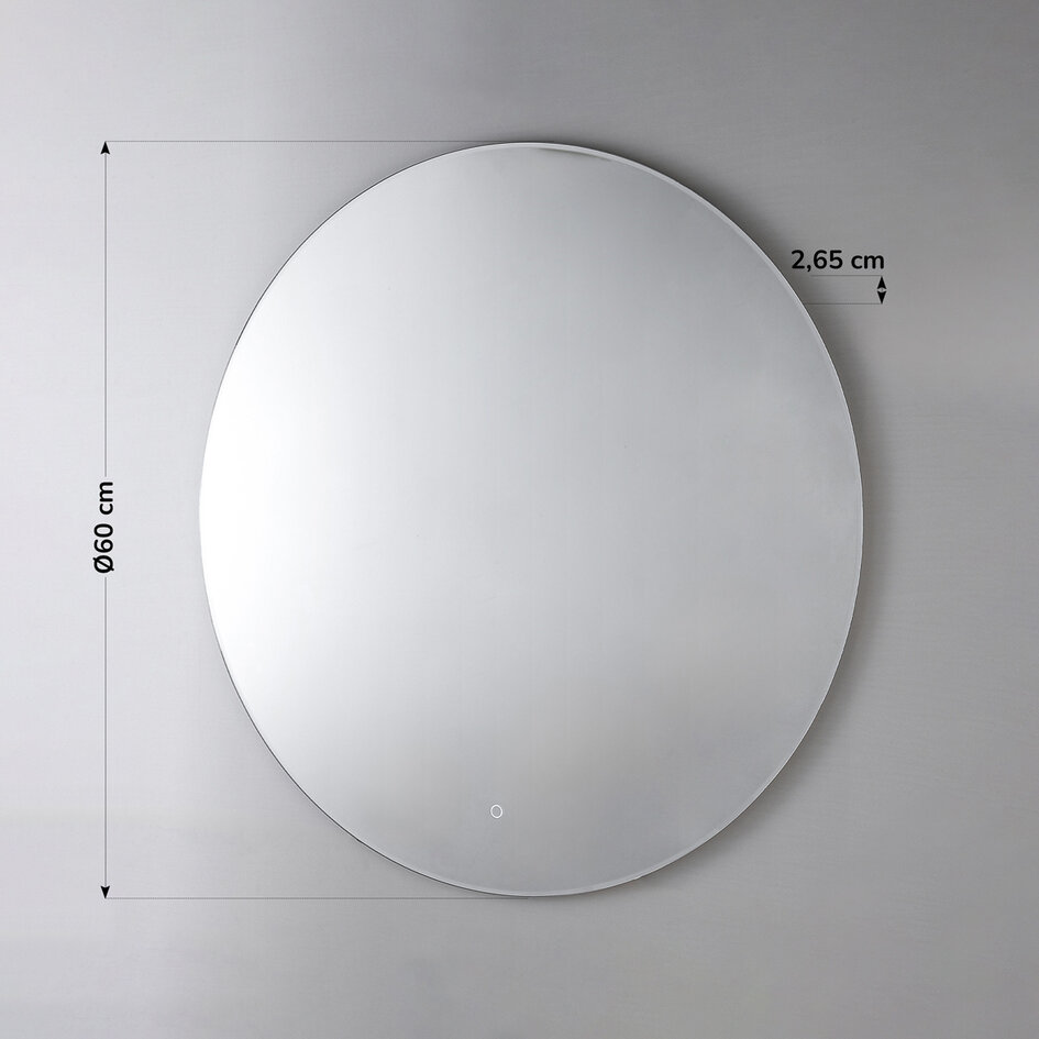 Badkamerspiegel Reflecta Ø60 cm – touch dimbaar, kleurinstelbaar, met verwarming