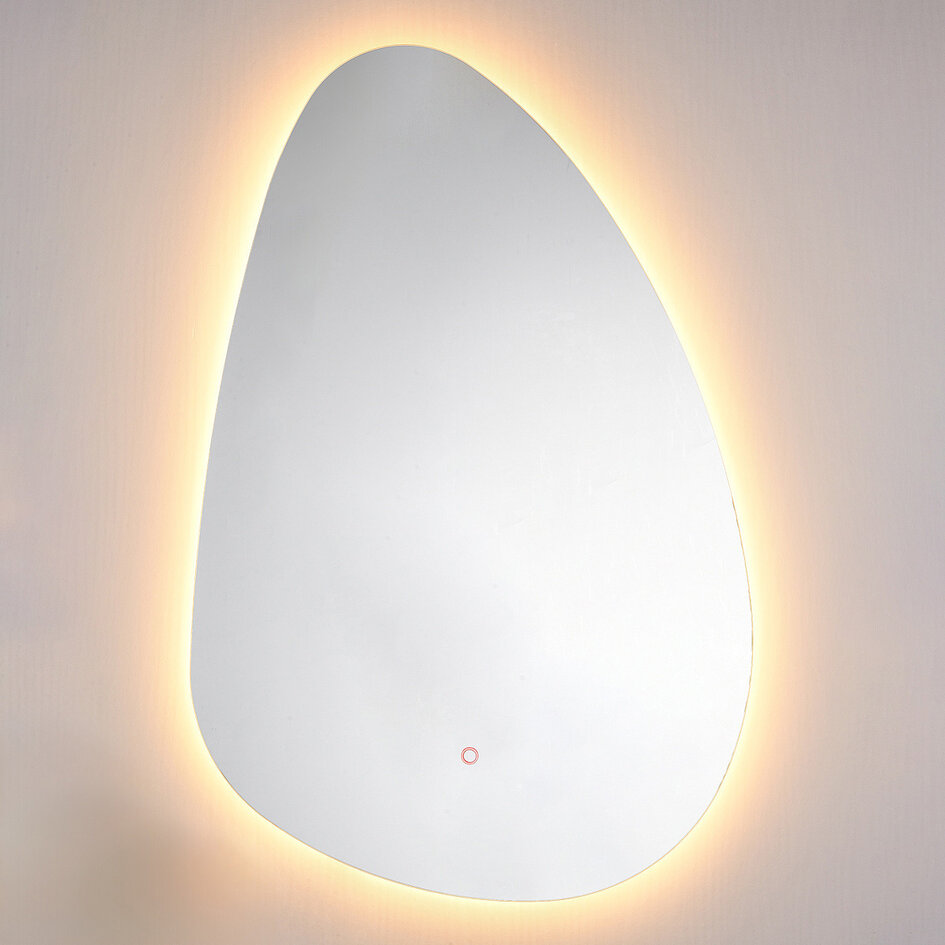 Miroir de salle de bains Glimmer avec lumière variable, capteur tactile, couleurs réglables et miroir chauffant