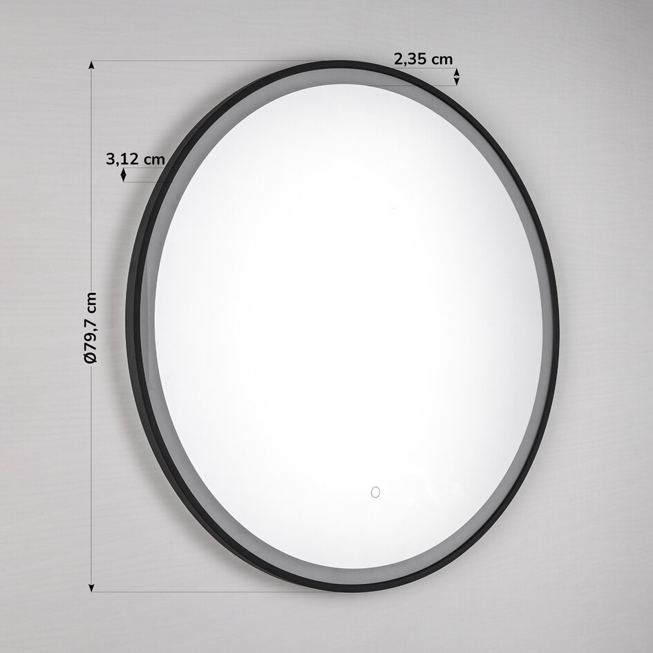 Miroir de salle de bain avec éclairage Radi Ø60 cm - LEDs dimmables avec capteur tactile, couleurs réglables et miroir chauffant