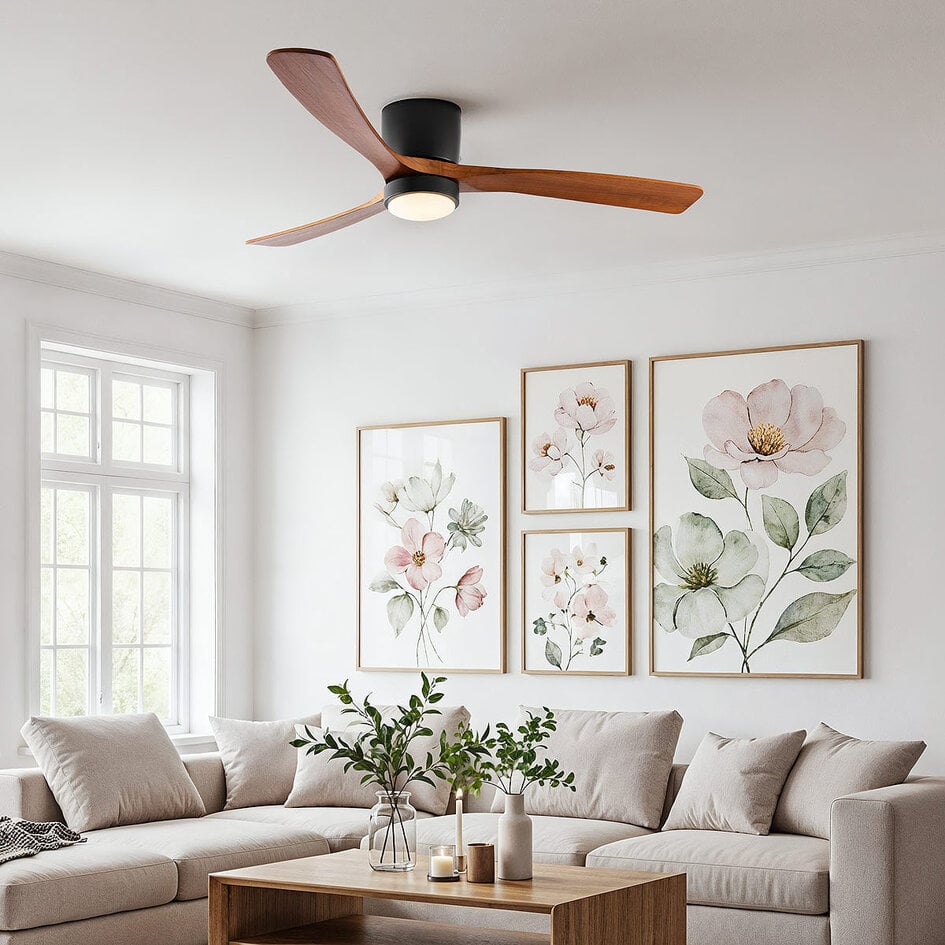 Ventilateur de plafond Rani à pales en chêne avec LED