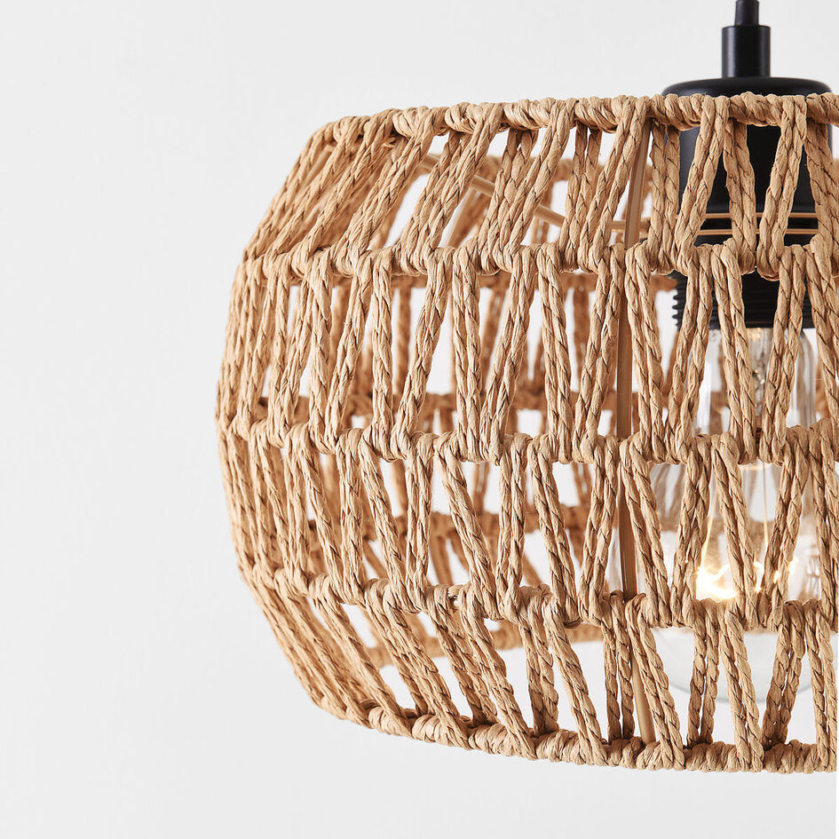 Japandi vloerlamp Sora zwart met natuurlijke kap