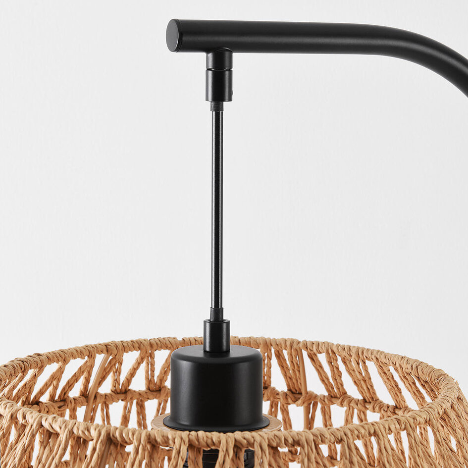 Japandi vloerlamp Sora zwart met natuurlijke kap