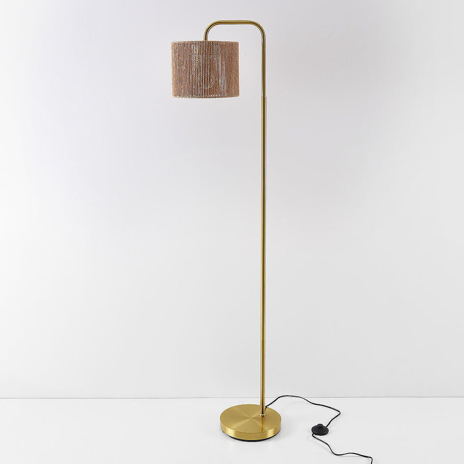 Lampadaire Kiri - laiton avec abat-jour en chanvre