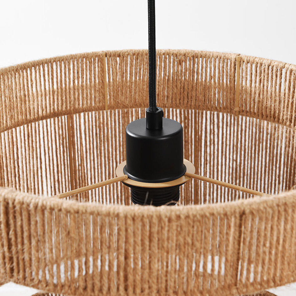 Lampe suspendue Toki naturelle en corde de chanvre tressée