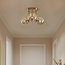 3-lichts plafondlamp Elora messing met cognac glas