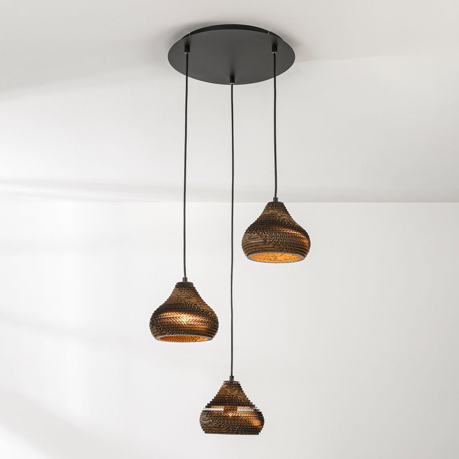 Moderne hanglamp van karton Lumina, 3-lichts