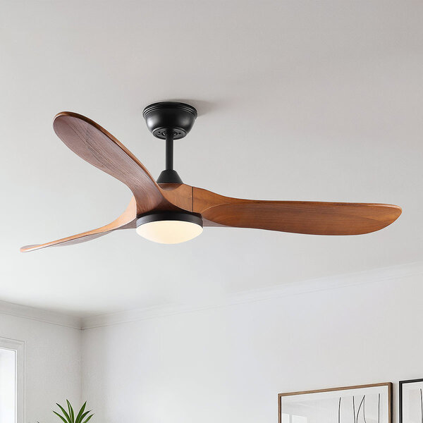 Plafondventilator Uccello - brons met eikenhouten bladen