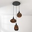 3-lichts design hanglamp van karton Zensa - zwart en bruin