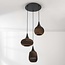 3-lichts design hanglamp van karton Zensa - zwart en bruin