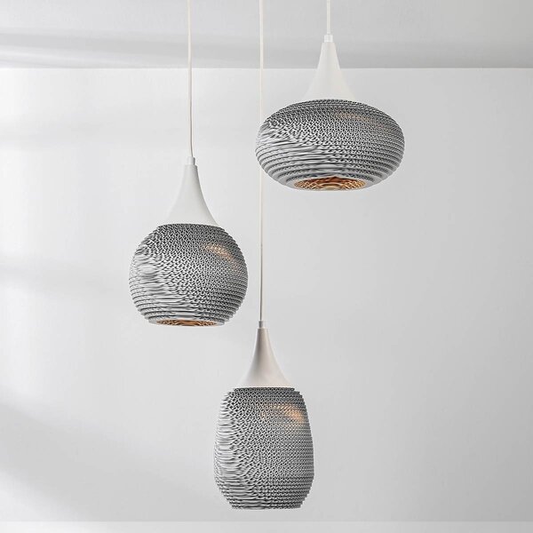 Design hanglamp van karton Zensa, 3-lichts - wit