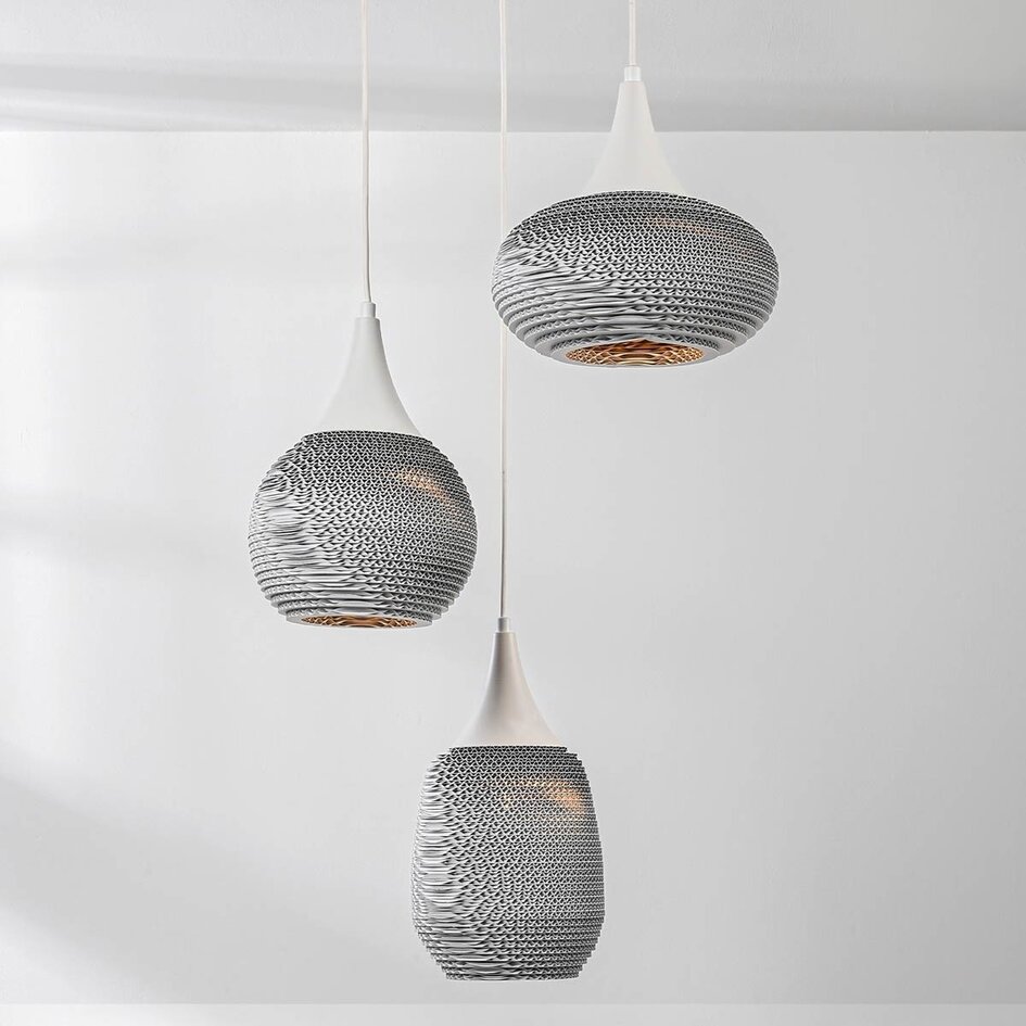 Design hanglamp van karton Zensa, 3-lichts - wit