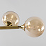 6-lichts hanglamp Aster - goud met amber glazen bollen