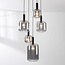 Lampe suspendue Rustique 5 lumières avec verre fumé et fixation noire