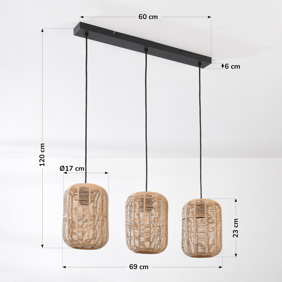 Japandi hanglamp Terre 3-lichts