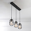 Lampe suspendue moderne Melora avec verre fumé nervuré, 3 lumières