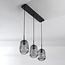 Lampe suspendue moderne Melora avec verre fumé nervuré, 3 lumières