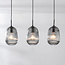 3-lichts hanglamp Melora - geribbeld rookglas
