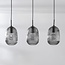 Lampe suspendue moderne Melora avec verre fumé nervuré, 3 lumières