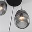 Lampe suspendue design Isara avec verre fumé nervuré, 3 lumières