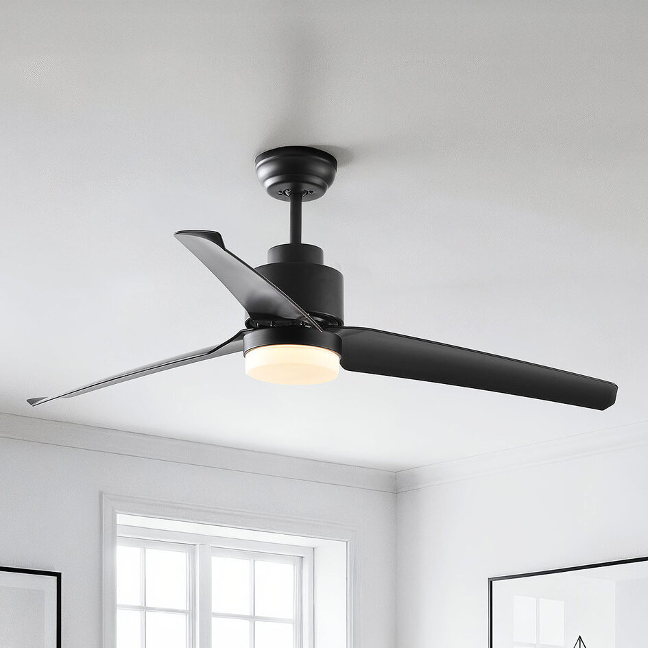Ventilateur de plafond noir avec télécommande et LED - Akira