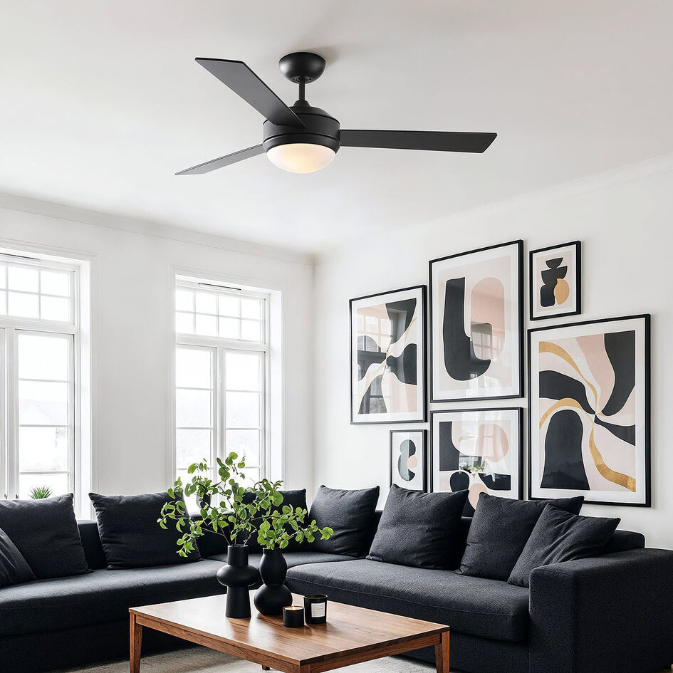 Ventilateur de plafond moderne 2 lumières Coco - noir