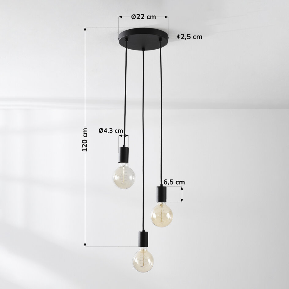 Lampe suspendue moderne à 3 lumières Illumine - noir