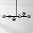Design plafondlamp zwart met smoke glas, 6-lichts - Aster