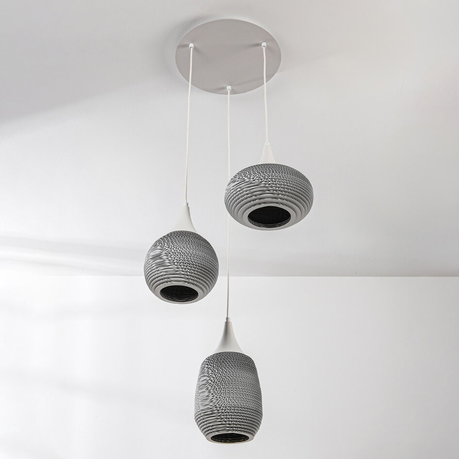 Design hanglamp van karton Zensa, 3-lichts - wit