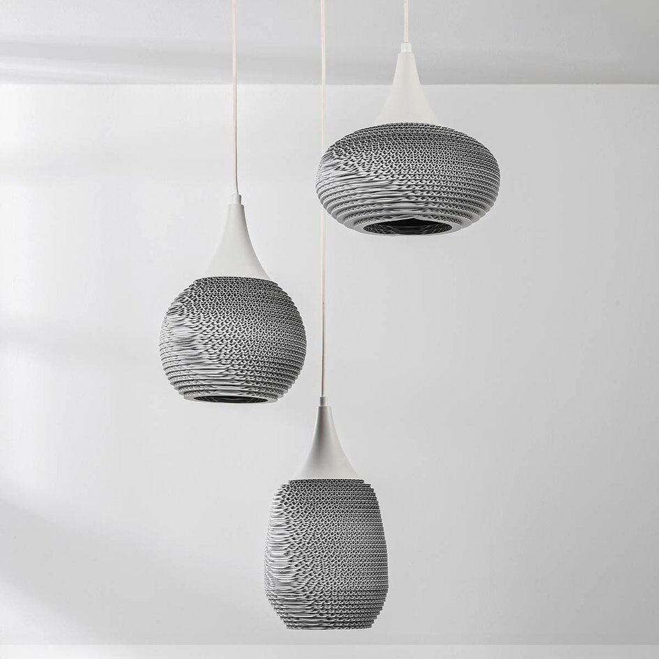 Design hanglamp van karton Zensa, 3-lichts - wit