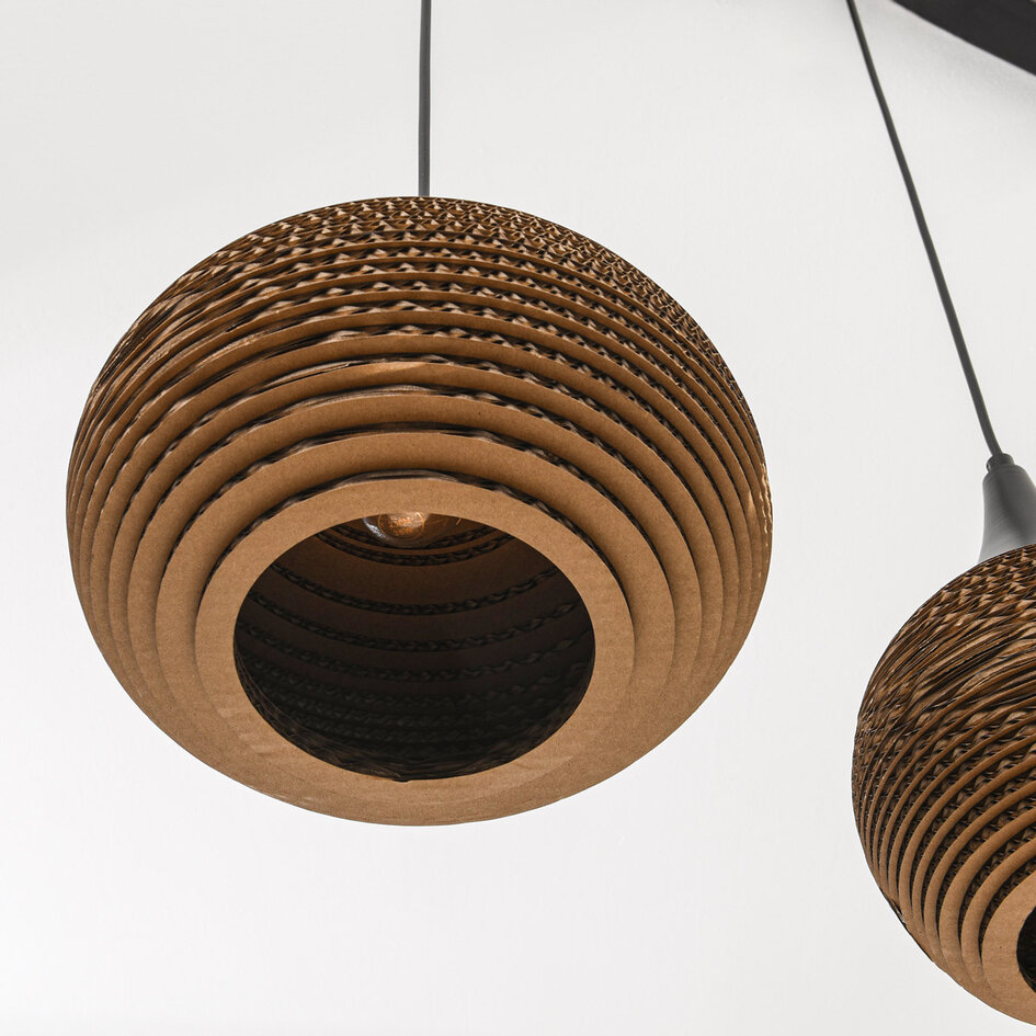 Lampe suspendue à 3 lumières en carton Folia - noir et marron