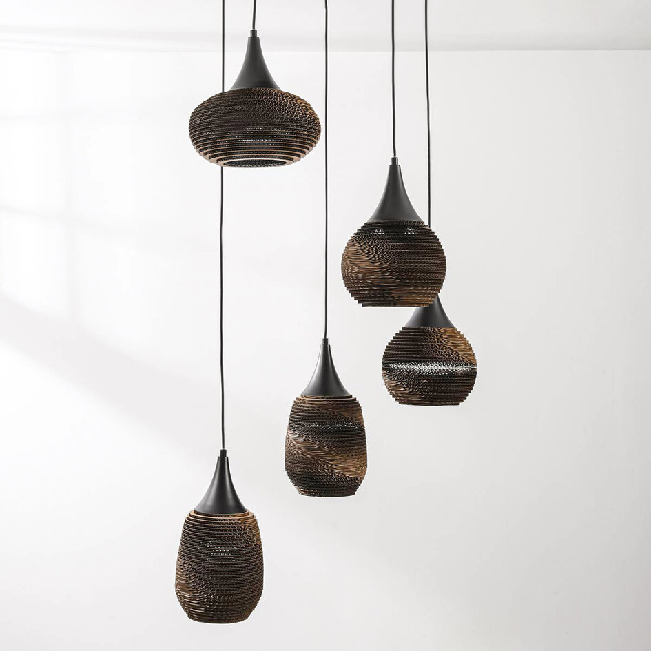 Lampe suspendue design à 5 lumières en carton - Filtra