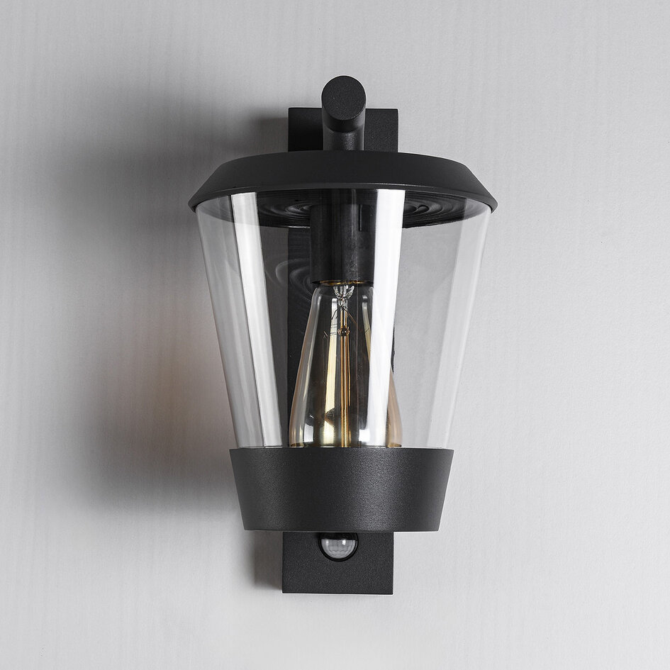 Donkergrijze design muurlamp van glas incl. sensor - Jonah