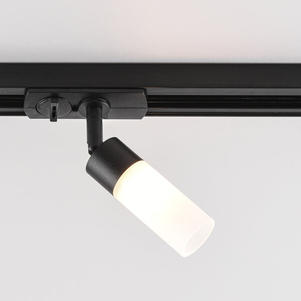 Spot noir monophasé sur rail Vexa avec diffuseur mat