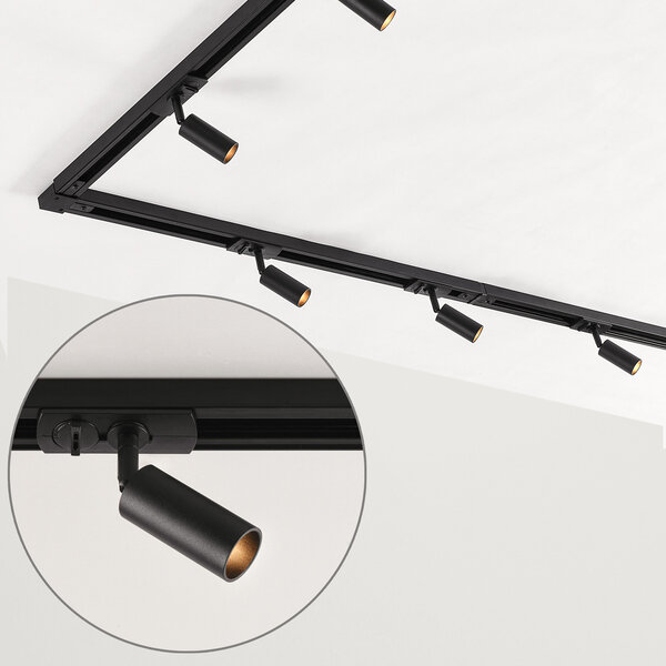 Système de rail monophasé moderne de 3 mètres avec spots étroits G9 Rayn Système de rail monophasé moderne de 3 mètres avec spots étroits G9 Rayn