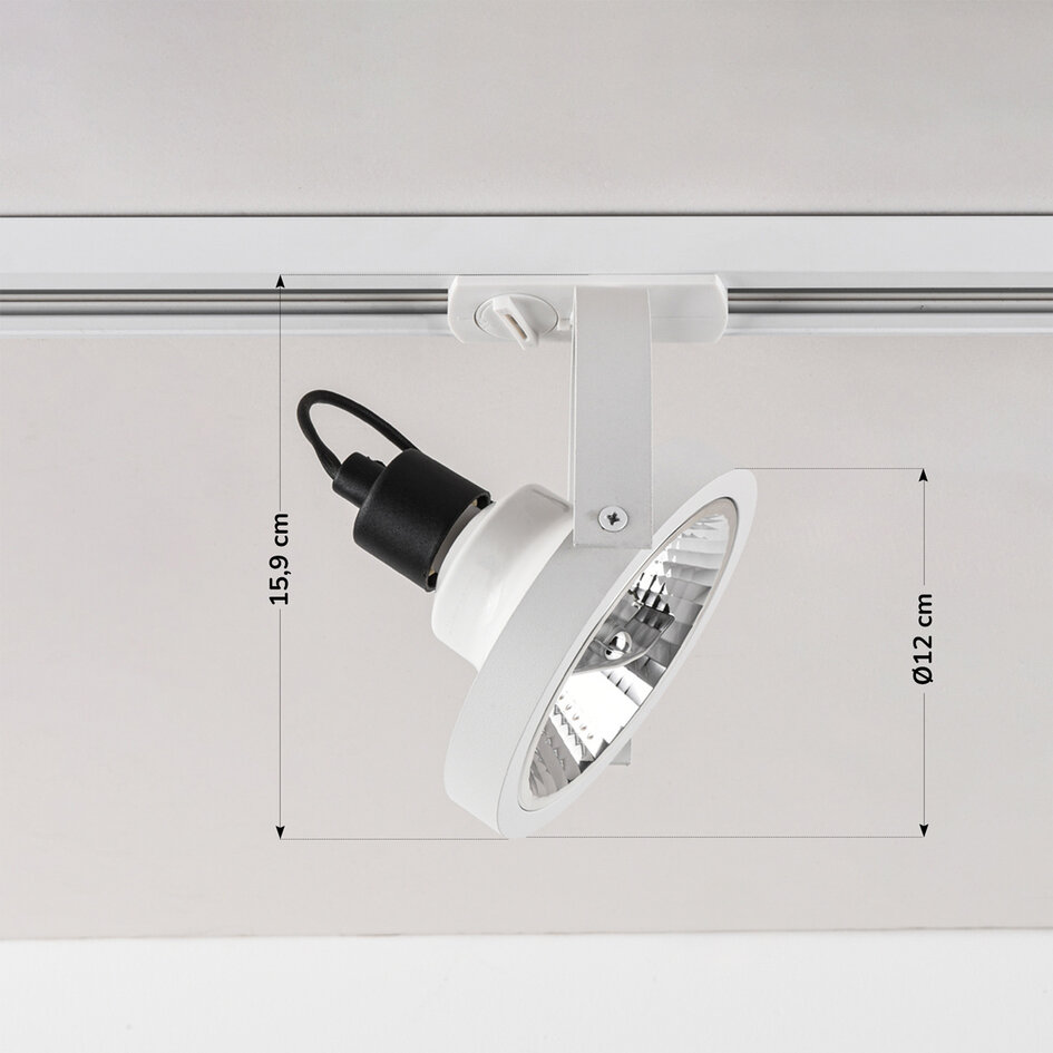 1-fase railsysteem van 3 meter met AR111 Beam spots