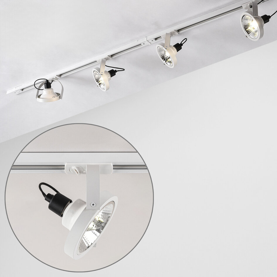 Système de rail monophasé moderne de 1,5 mètre avec spots AR111 Beam