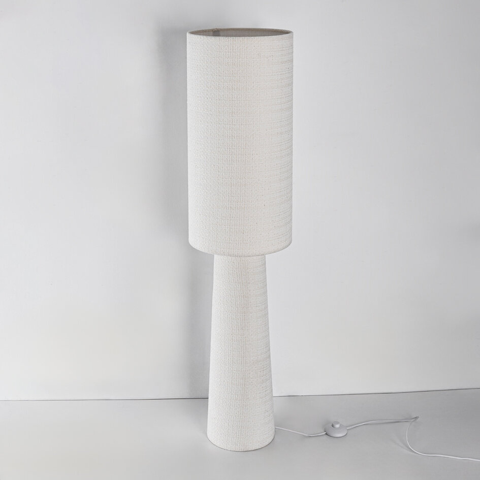 Moderne vloerlamp Lumo in Japandi stijl wit - stof